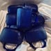 Vintage Arcoroc Set of 7 Pebbled Cobalt Blue Glass Coffee Mugs