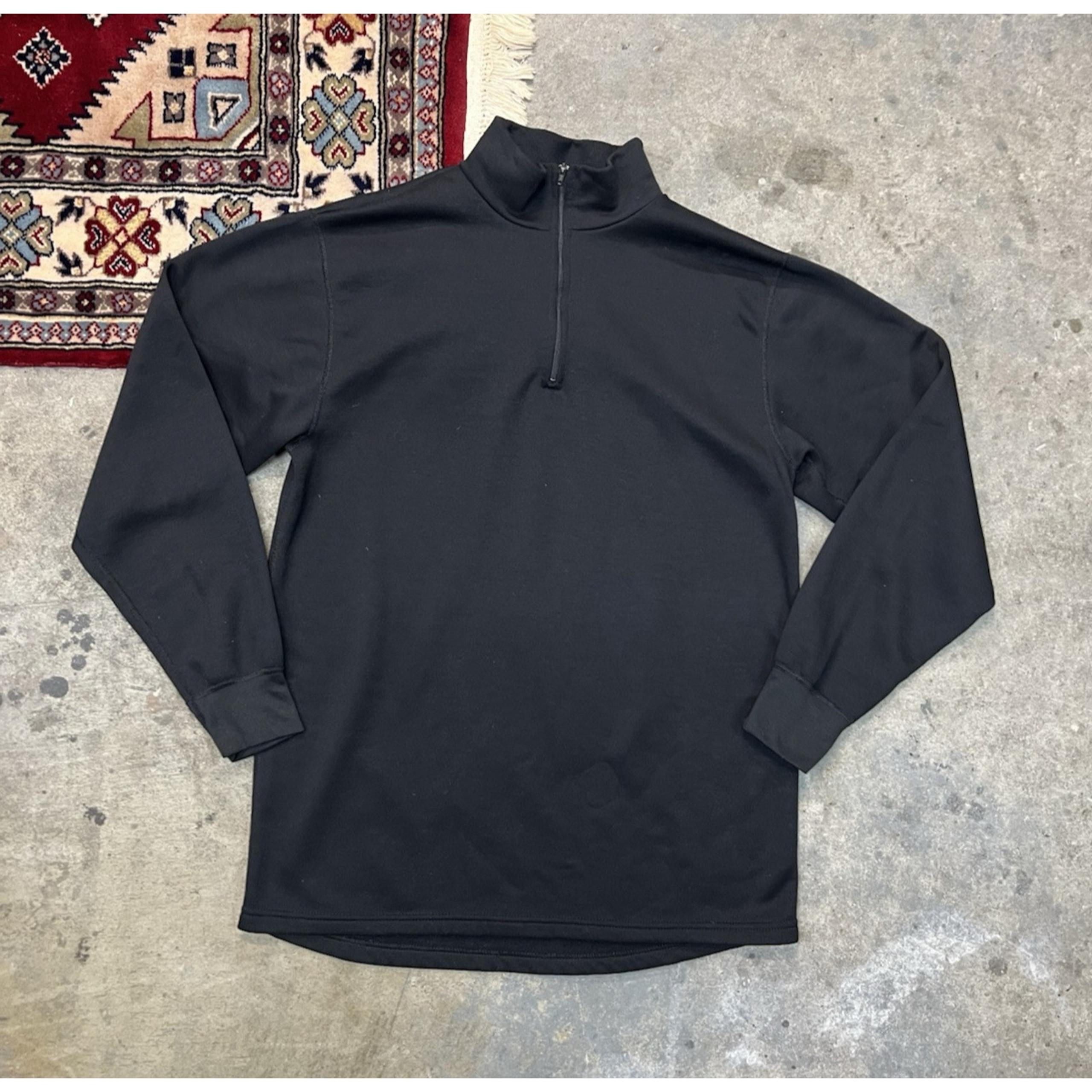 Vintage Quarter Zip Fleece Jacket 1/4 Zip Men's Large Black Made in USA Rare - REI