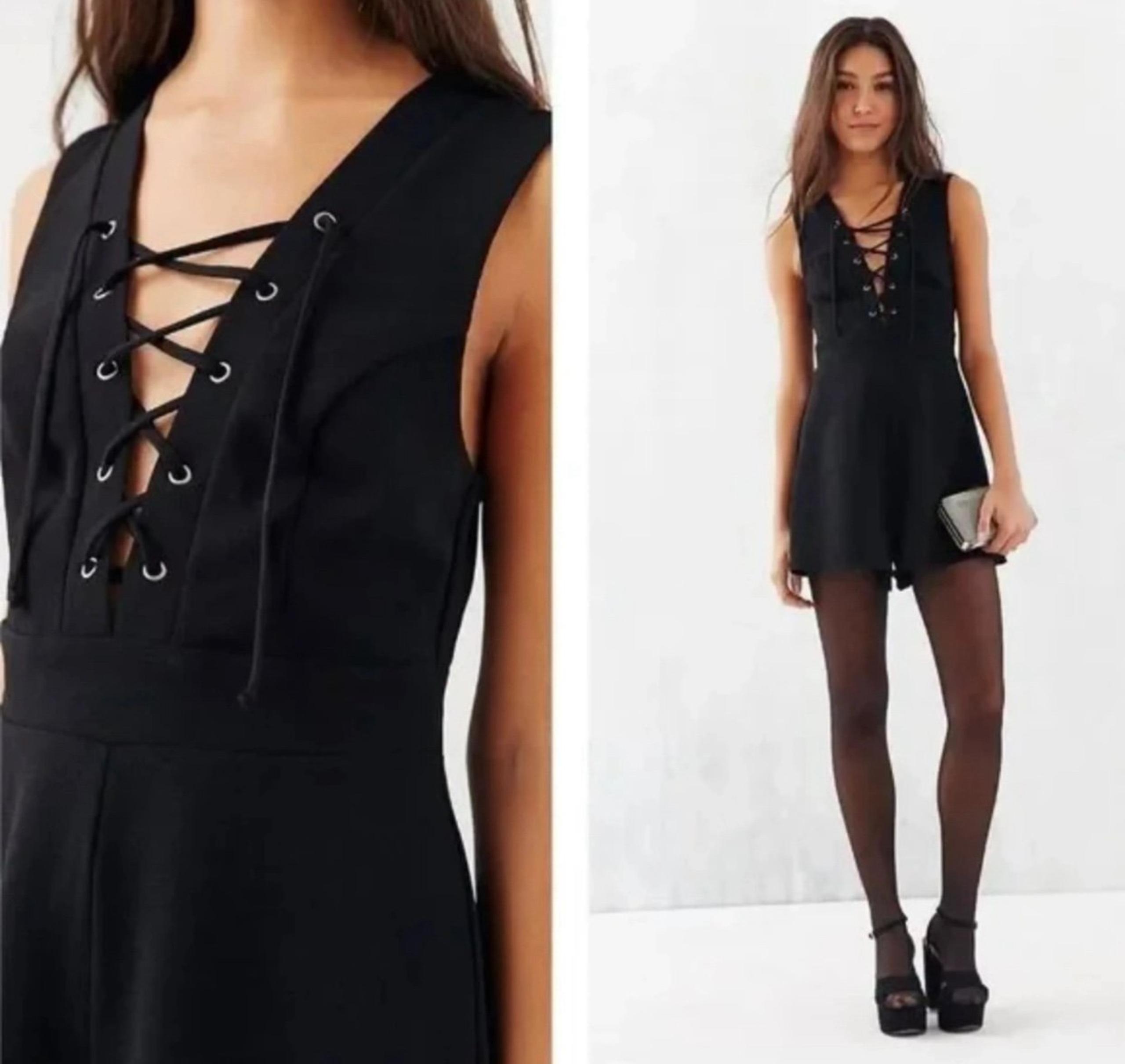 Urban Outfitters Romper Size 4 Lace Up Sleeveless Romper Black Silence + Noise
