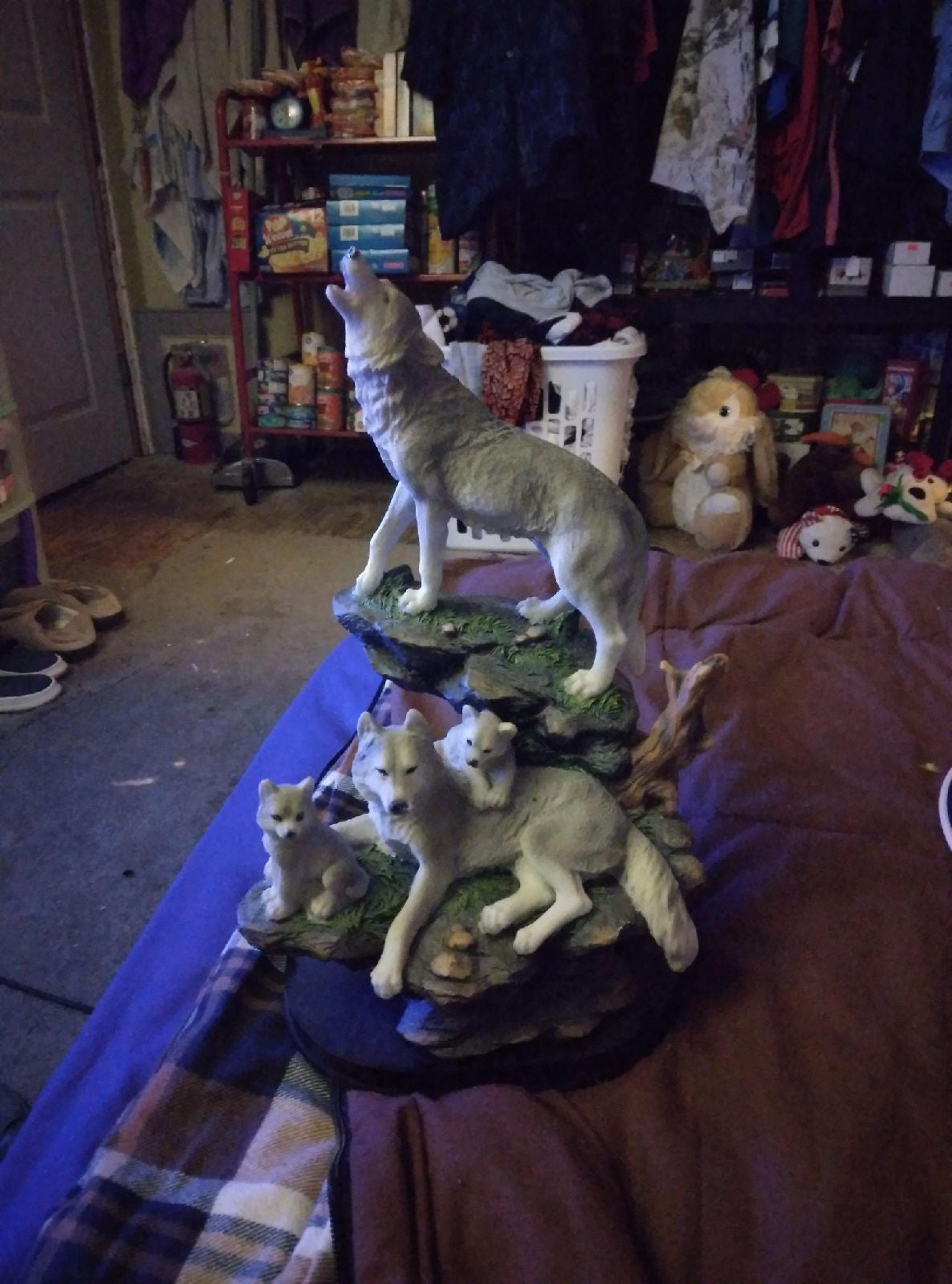 Wolf pack family gray looks like rock