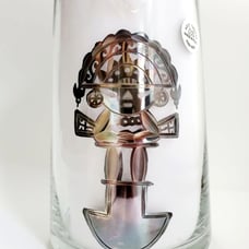Vintage Artesania Tabuisa Glass Inca God Pitcher w/925 Silver Detail