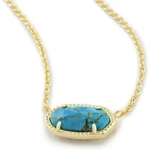 New Kendra Scott Elisa Blue Veined Turquoise Pendant Necklace w/Dustbag