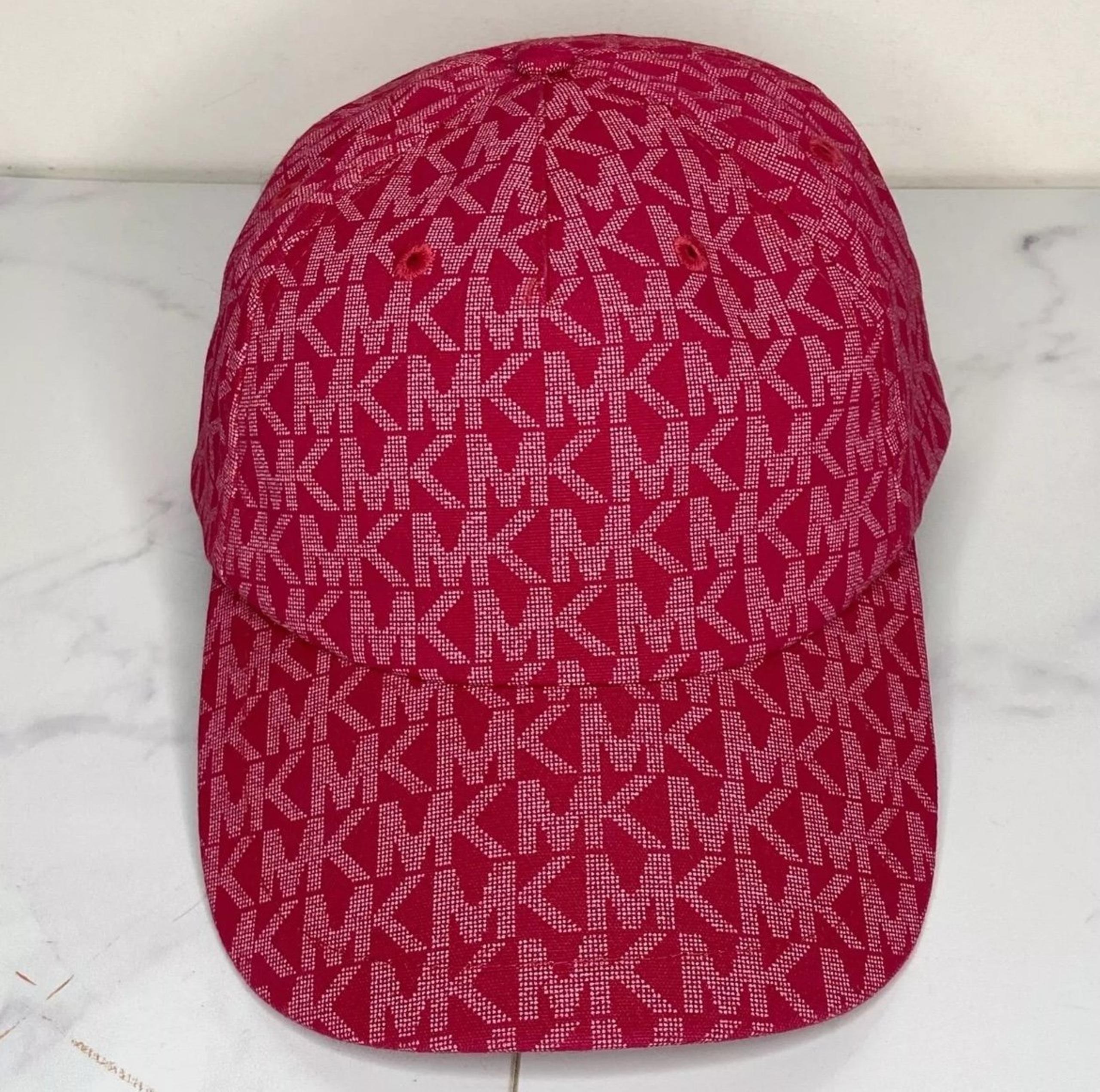 Michael Kors Pink MK Signature Logo Monogram Print Adjustable Hat NWOT