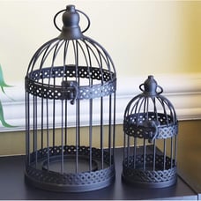 New 2-Pack of Black Halloween Bird Cage Candle Holder Lanterns for Table Decor