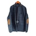 TailorByrd Men's Quilted Elbow Patch Removable Dickey Jacket Blue Size XL
