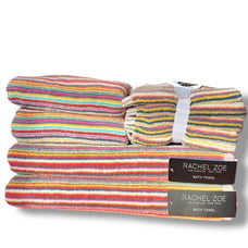 8pc Rachel Zoe Striped Rainbow Multicolored Bath Hand Washcloth Towel Set