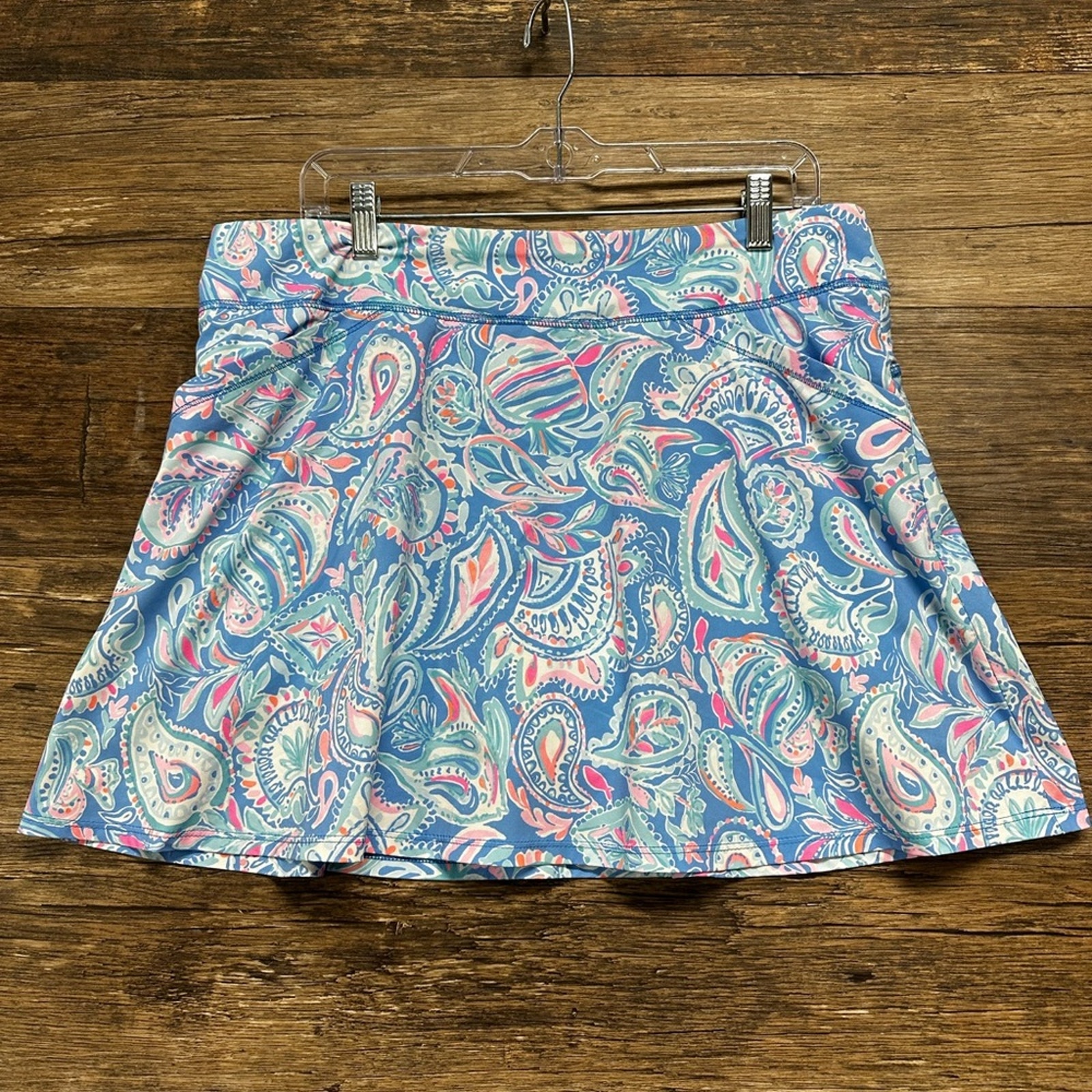 Lilly Pulitzer Luxletic Athletic Blue and Pink Paisley Print Skort Size 14