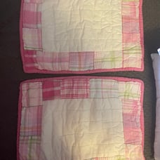 Pottery Barn Kids Quilted Patchwork Pillow Sham pink, white and green