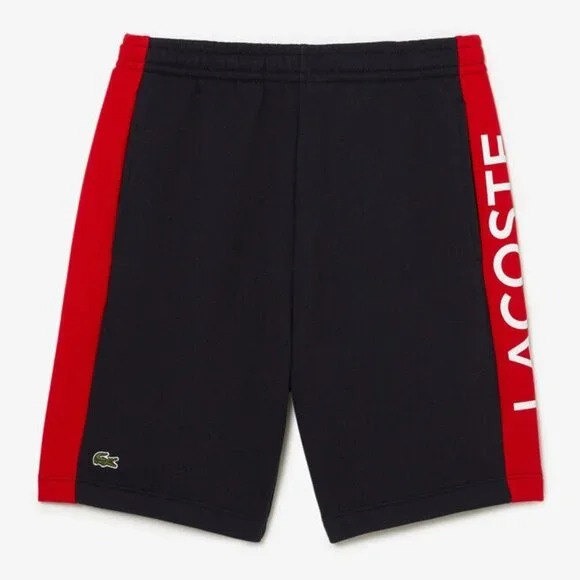 ShortsNew Lacoste Men’s Regular Fit Cotton Fleece Colourblock Shorts Size XL