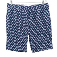 Peter Millar Womens Bermuda Shorts Blue Geometric Cotton Stretch EUC Size 10