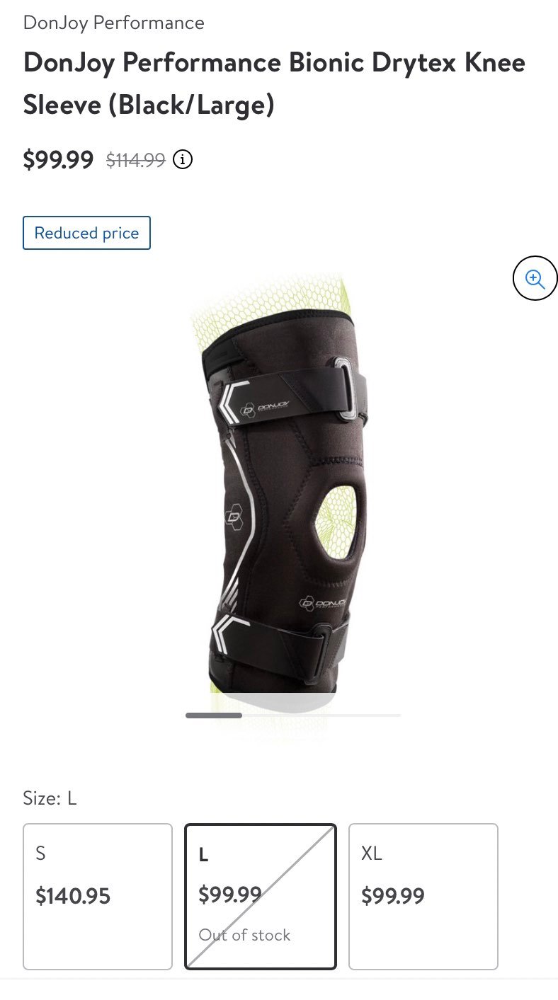 DonJoy Performance Bionic Drytex Knee Sleeve (Black/Large)