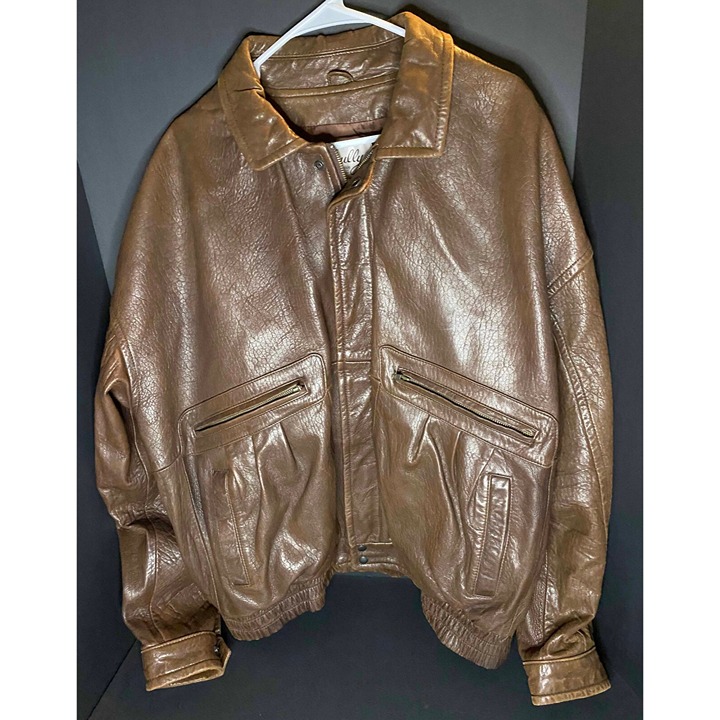 Vtg Scully Brown Bomber Leather Jacket Mens 46 Hong Kong Western