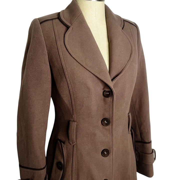 Izzet Candan Pea Coat Womens Size 8 (European Size 38) Brown Elbow Patches