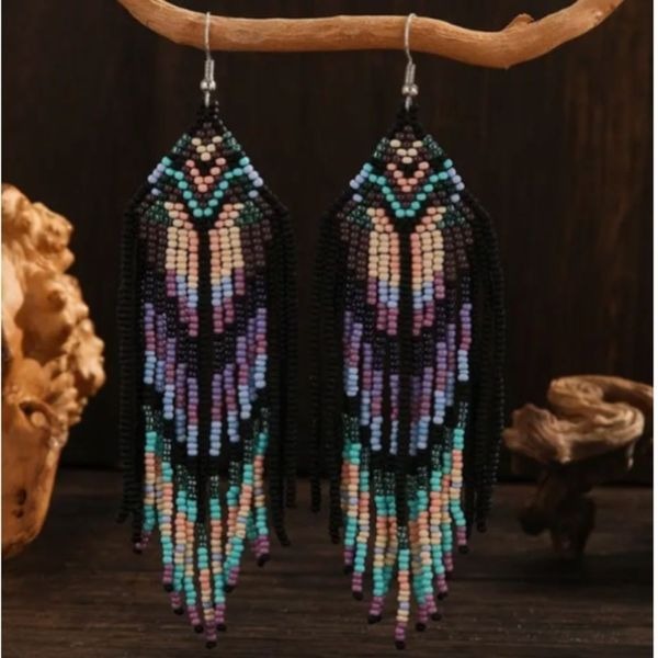 NEW! Boho beaded drop earrings