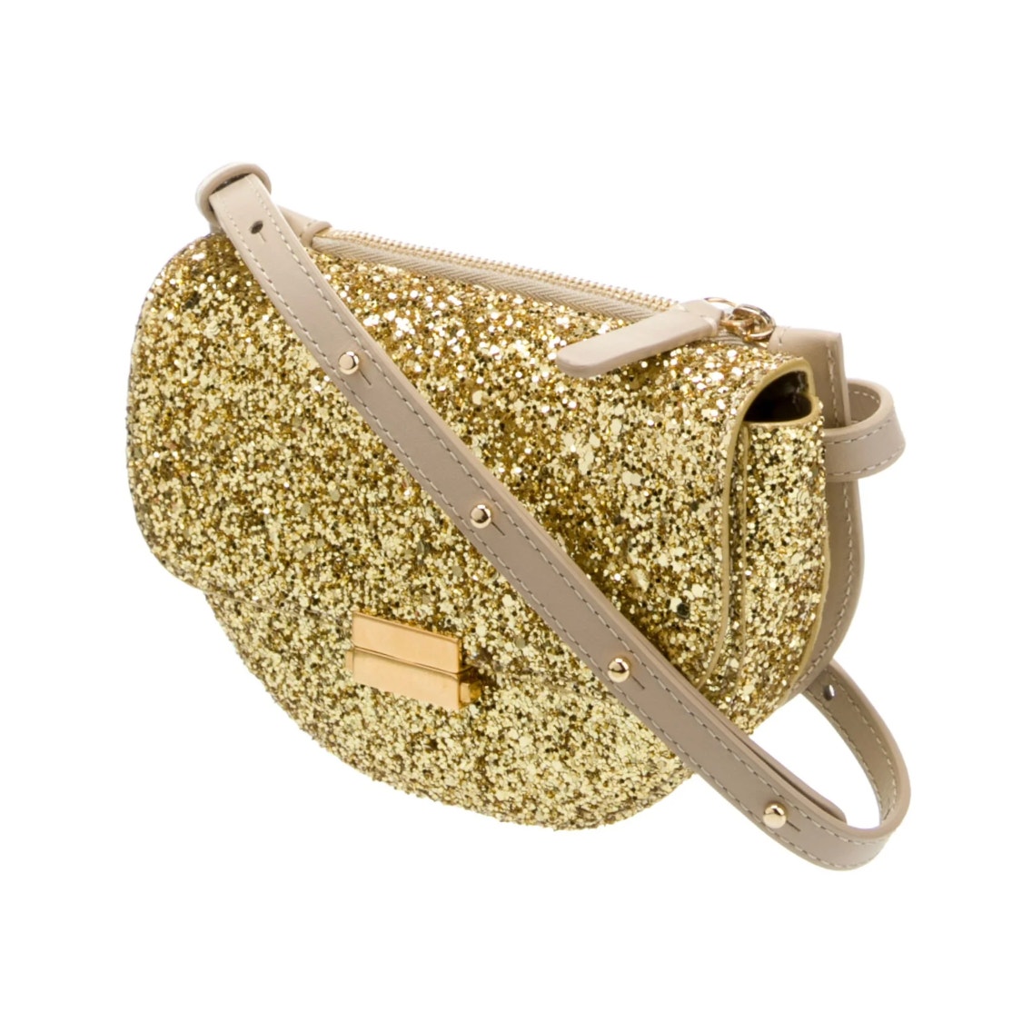 Women's Designer Wandler Anna Mini Glitter Crossbody Belt Bag Quiet Luxury