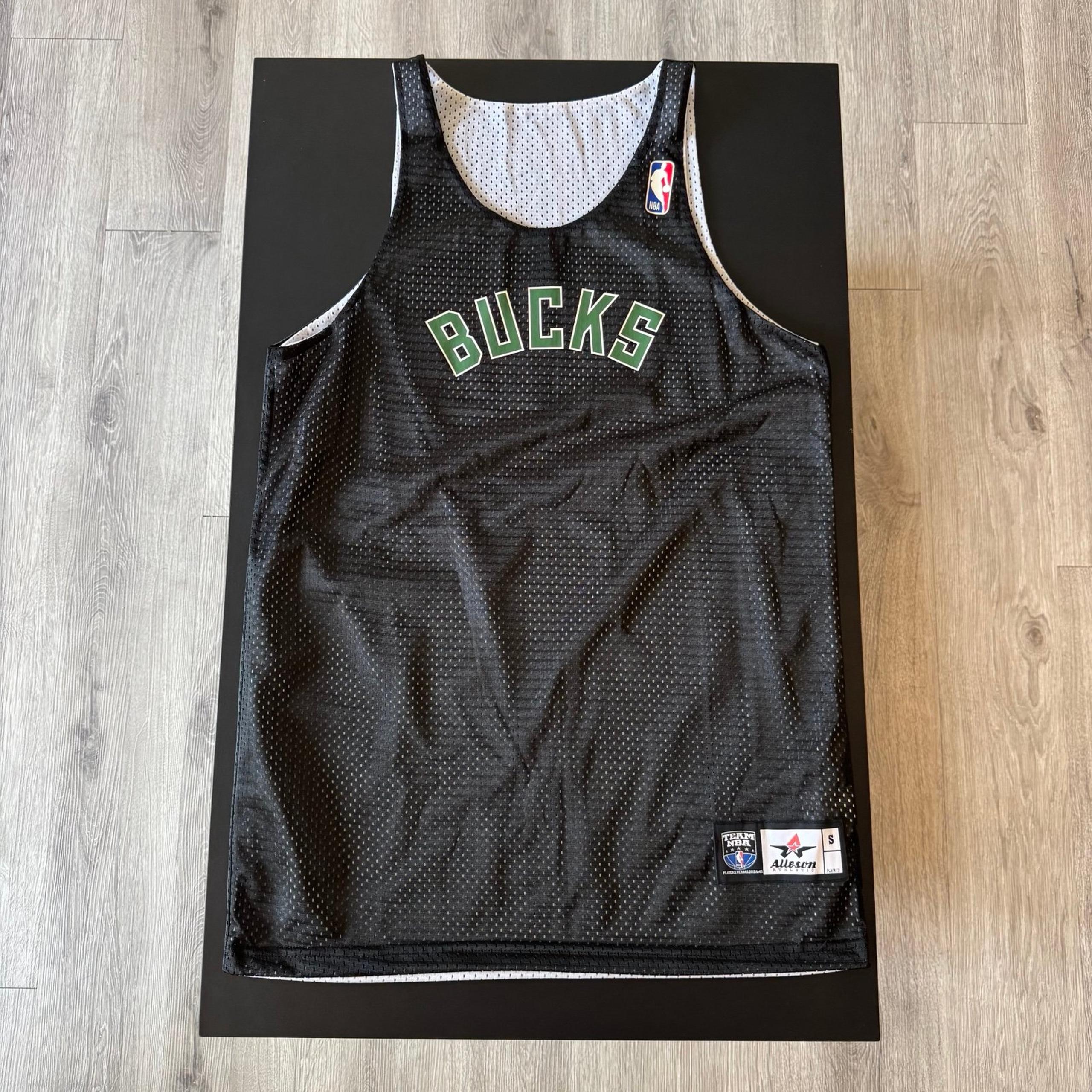 Mens NBA Alleson Athletic Milwaukee Bucks #1 Black Reversible Mesh Jersey Size S