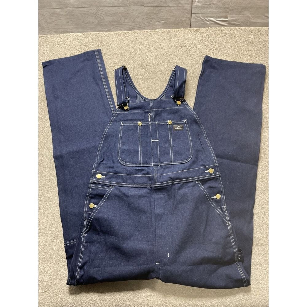 Aramark 34x34 HEAVY DARK DENIM WORK BIB OVERALLS NWT