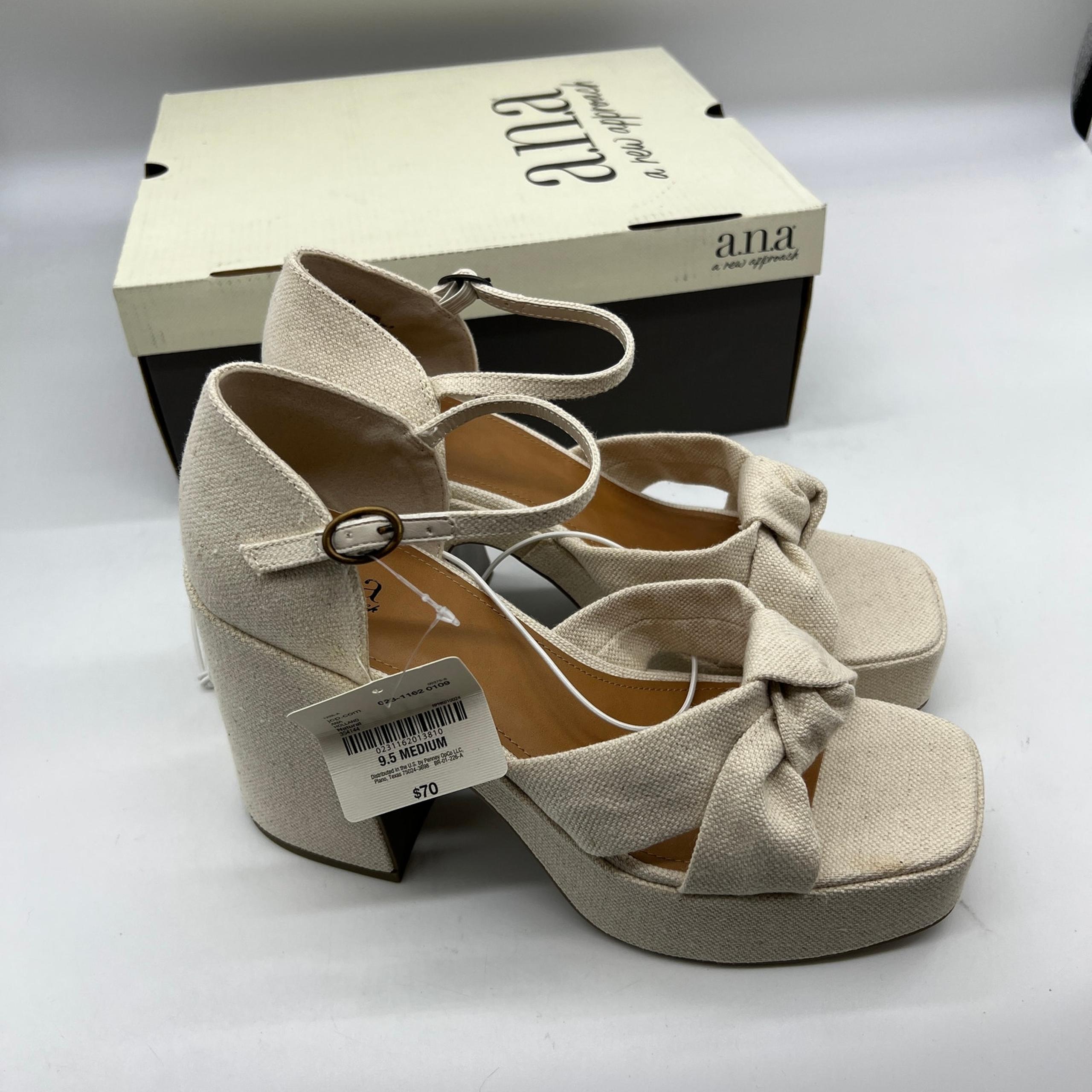 a.n.a Womens Holland Heeled Sandals Cream Natural Platform Size 9.5M