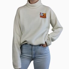 Vintage | Estes Park Embroidered Patch Textured Turtleneck Sweatshirt