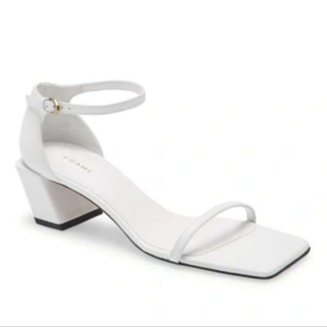 NWOB FRAME Le Summit White Low Heel Square Toe Sandal Size 40EU