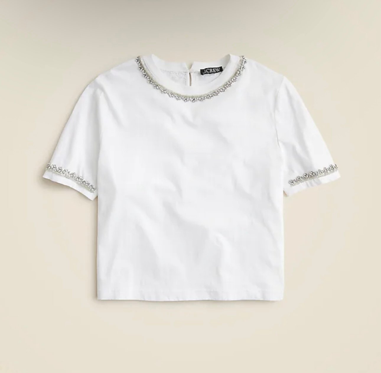 J. Crew Heavy Jersey T-shirt Short Sleeve Rhinestones White