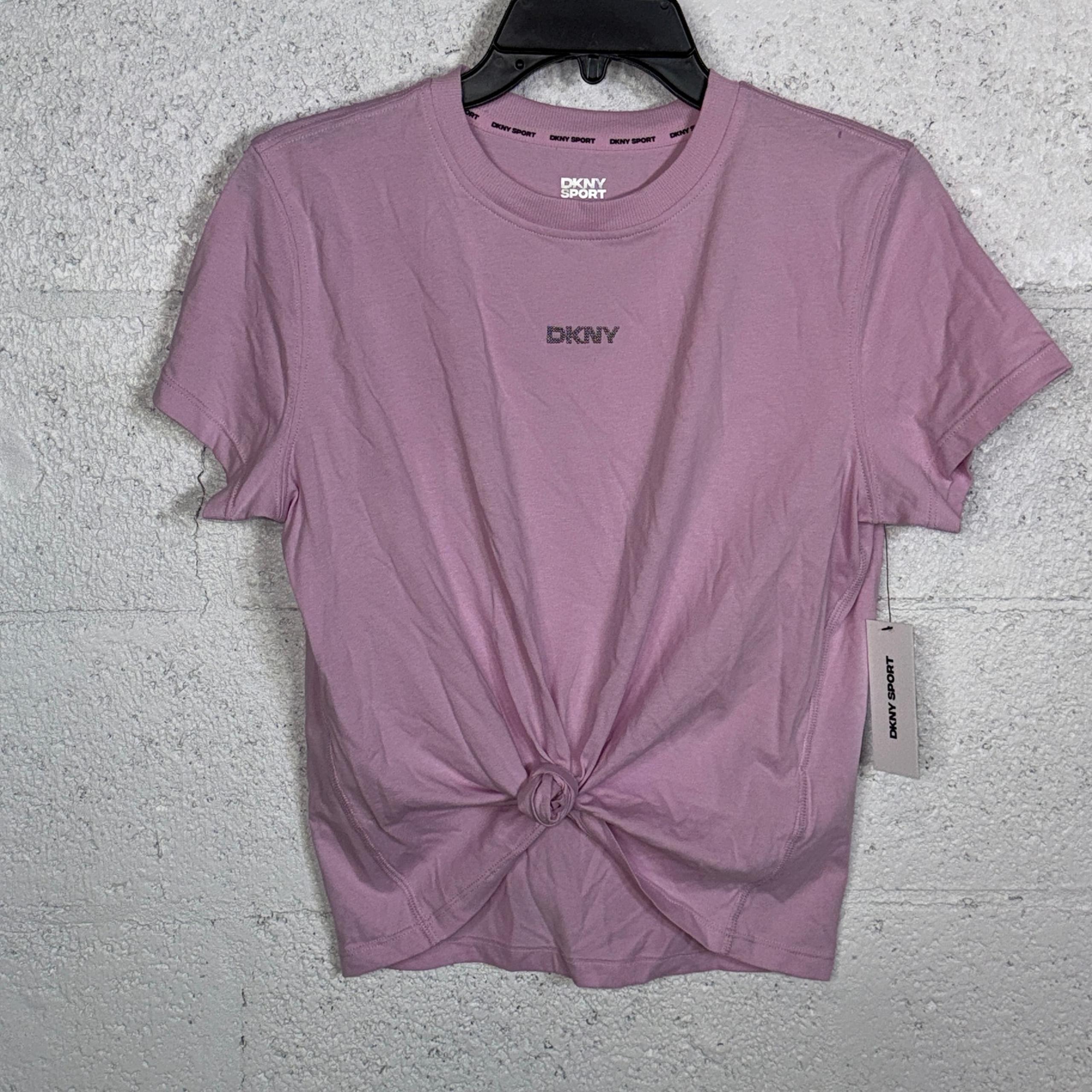 Dkny Sport Women's Cotton Stud Logo Knot-Front T-Shirt - Pink Lavender XS