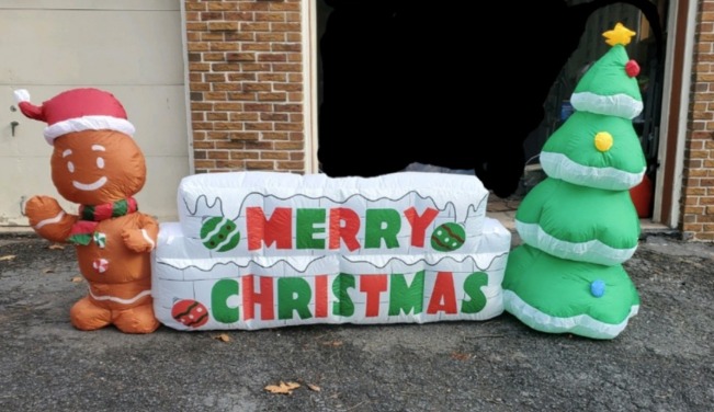 10 FT Christmas Inflatable Gingerbread Man & Christmas Tree, Holiday Inflatable
