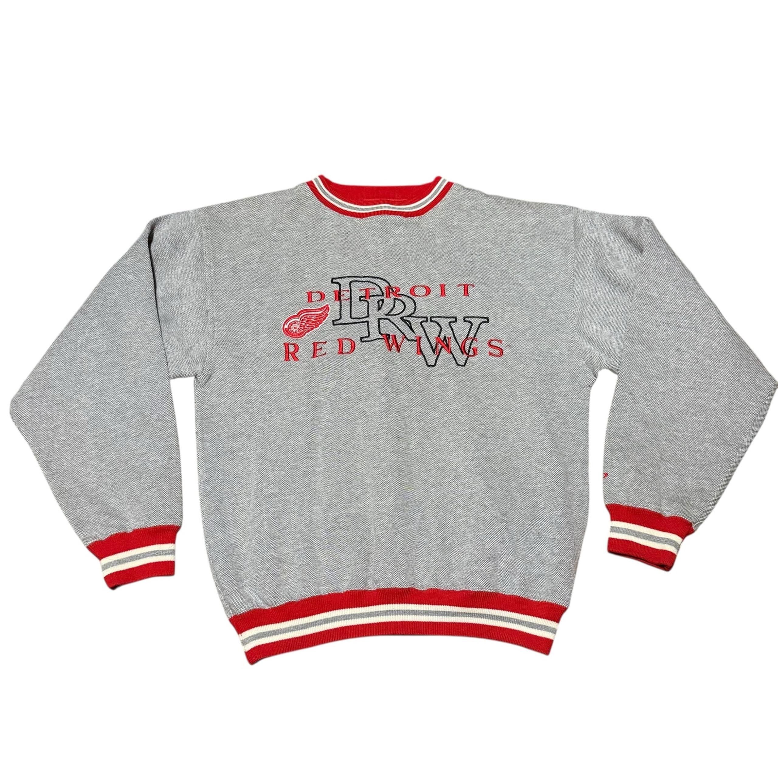Vintage Detroit Red Wings Pullover Sweatshirt Mens Medium Gray Logo Athletic