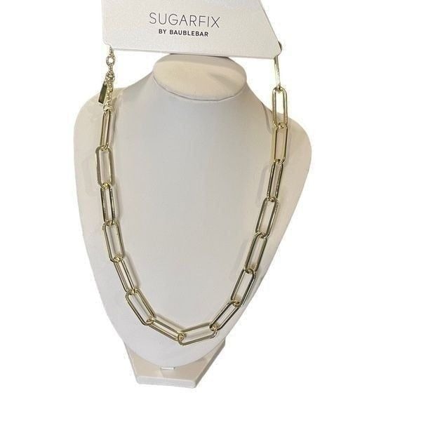 SUGARFIX BaubleBar Womens Gold Link Paper Clip Chain Statement Fashion Necklace