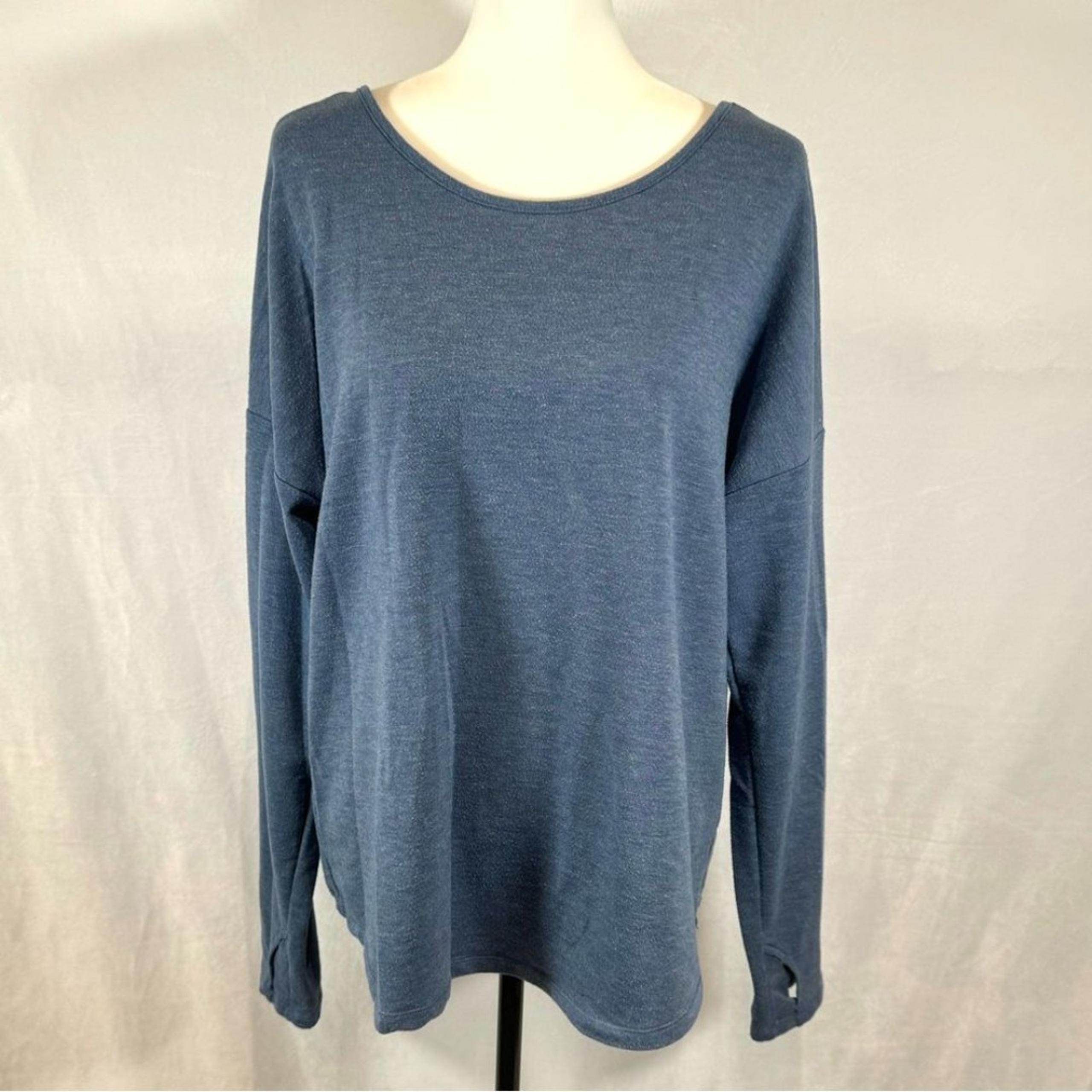 Yogalicious Long Sleeve Open Cross Back Blue Sweatshirt Size XL