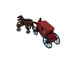 *Antique Metal Tandom Horse & Red Carriage Buggy Collectible Cast Iron Toy