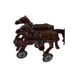 *Antique Metal Tandom Horse & Red Carriage Buggy Collectible Cast Iron Toy