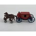 *Antique Metal Tandom Horse & Red Carriage Buggy Collectible Cast Iron Toy