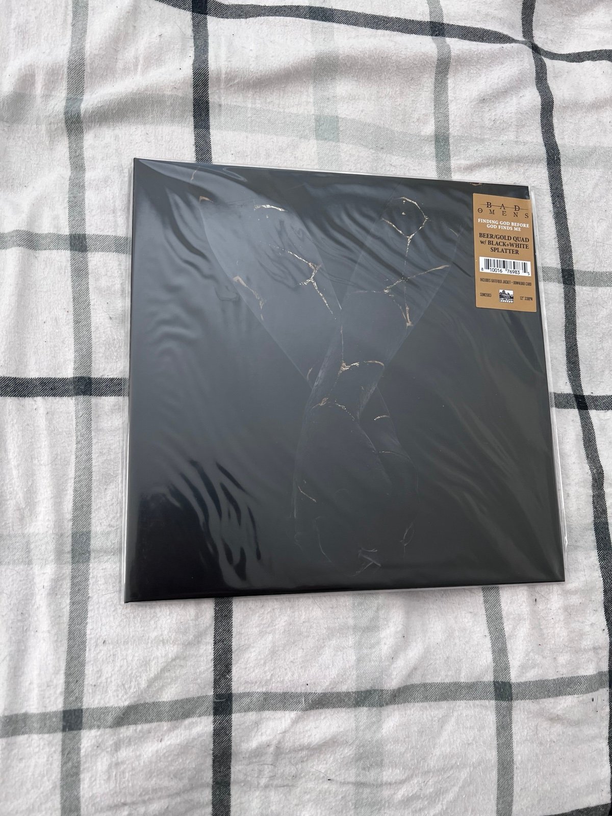 Bad omens beer/gold quad w/ black+white splatter Vinyl