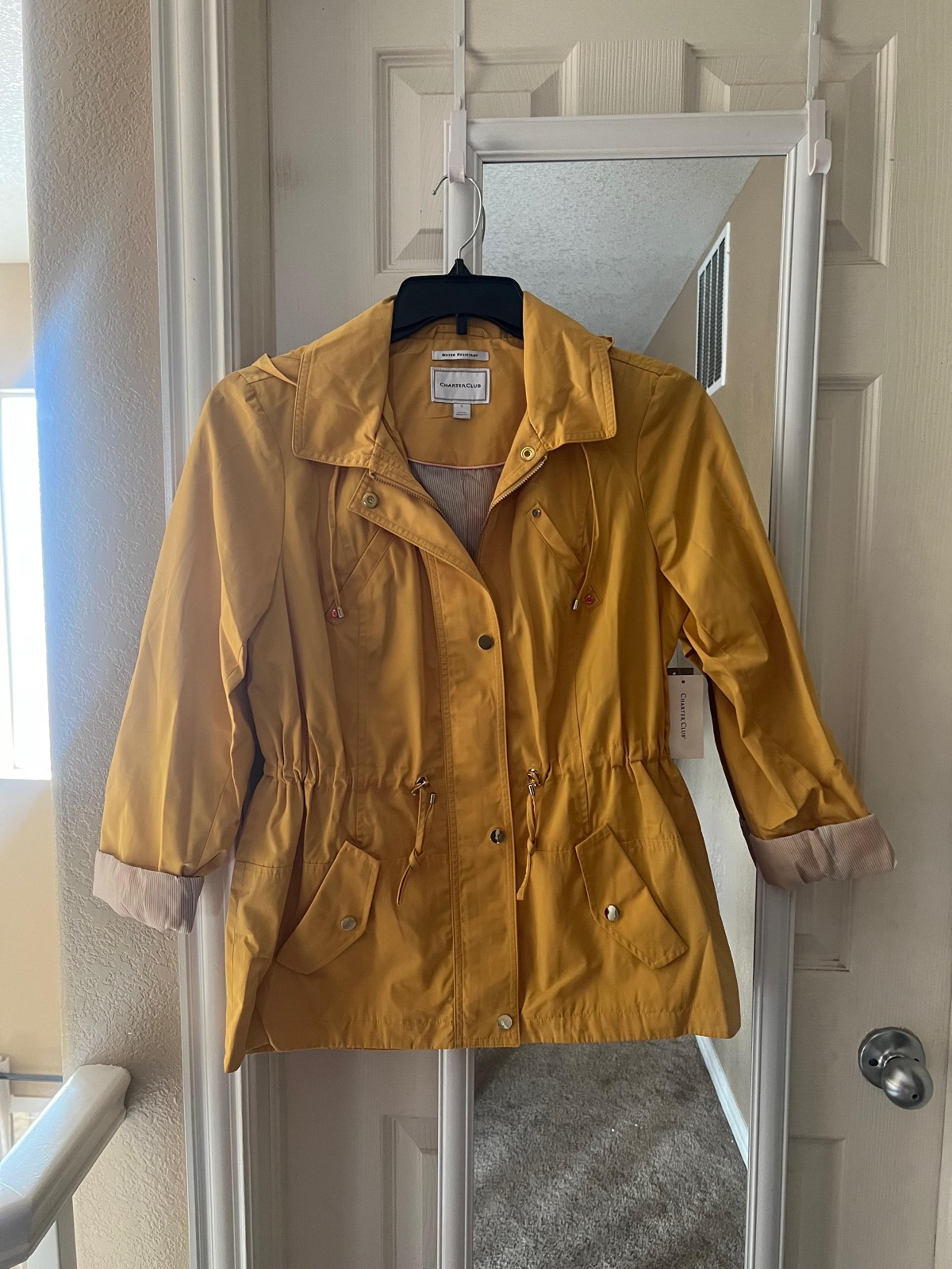 Charter Club Women's Water-Resistant Hooded Anorak Jacket Yellow Size Small