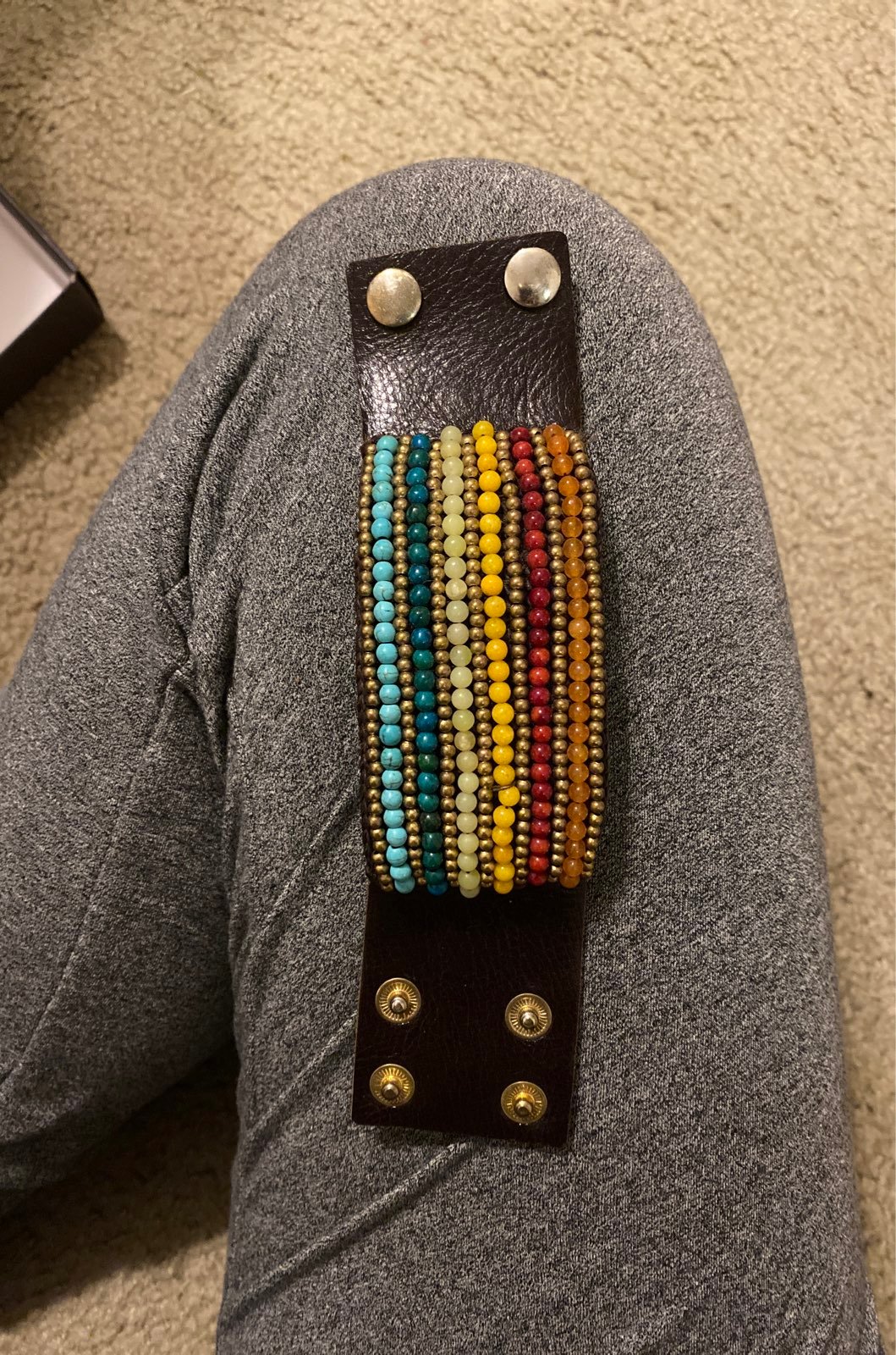 Genuine leather cuff bracelet