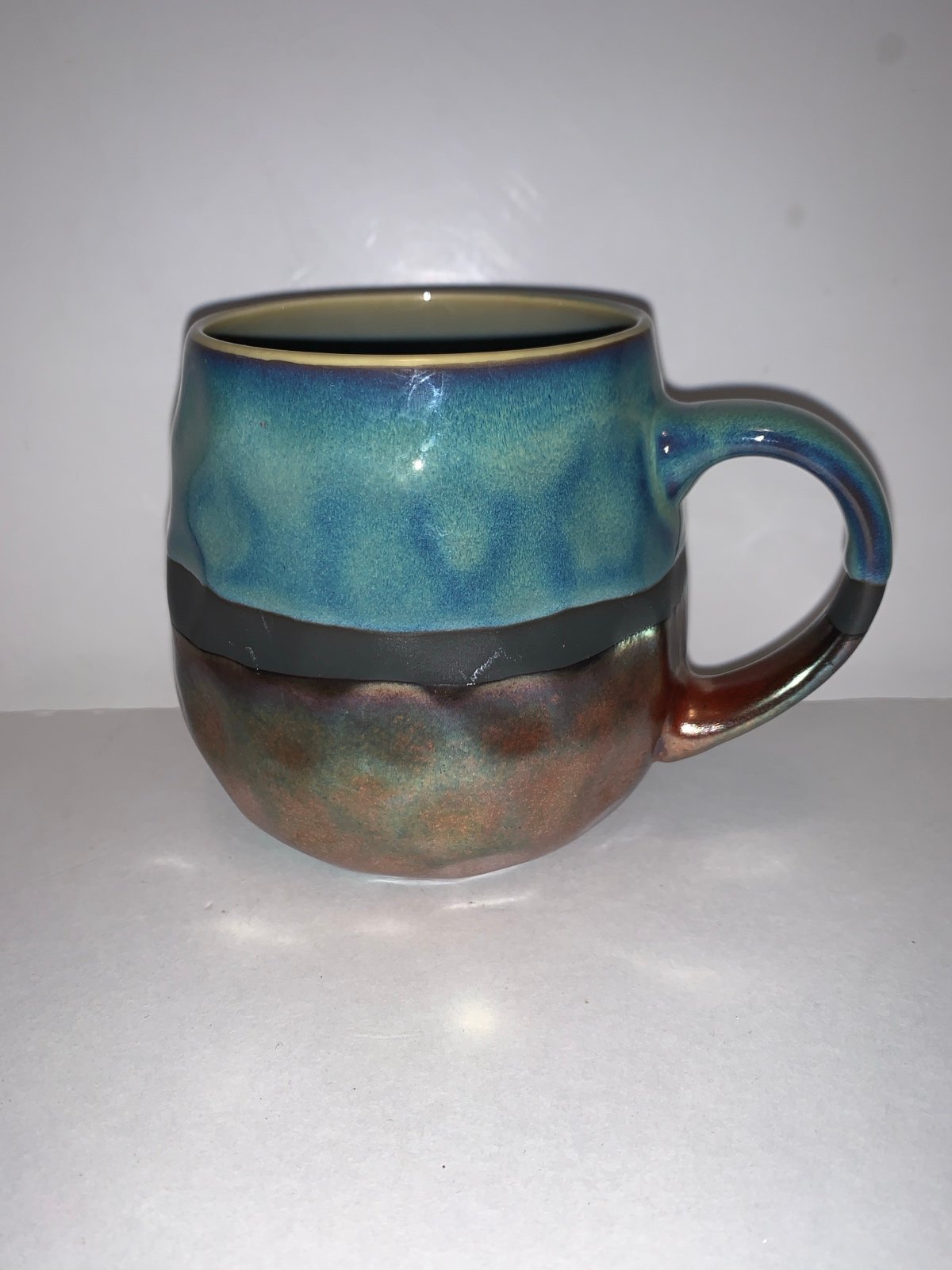 Roscher Stoneware Blue Iridescent Bronze Mug
