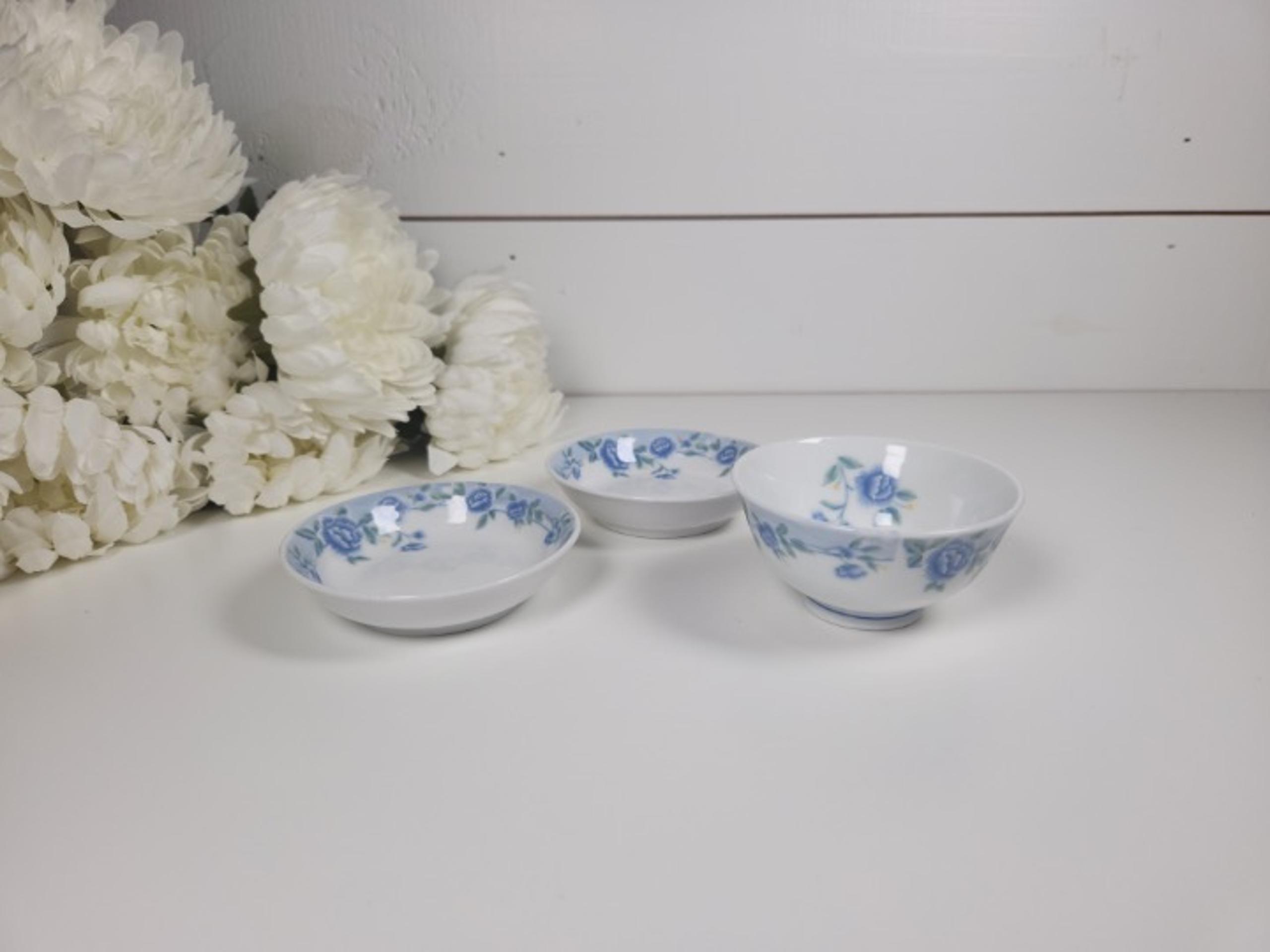 Cheng's White Jade Porcelain Blue Peony Rice Bowl & Sauce Bowl Replacement Piece