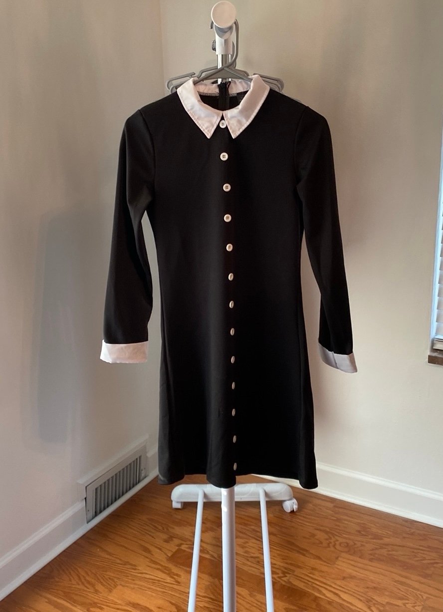 Wednesday Addams Costume Child XL w/Headless Doll Crossbody Bag