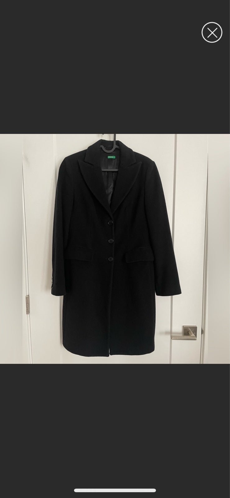 United Colors of Benetton Coat in black, made in Italy, warm and elegant