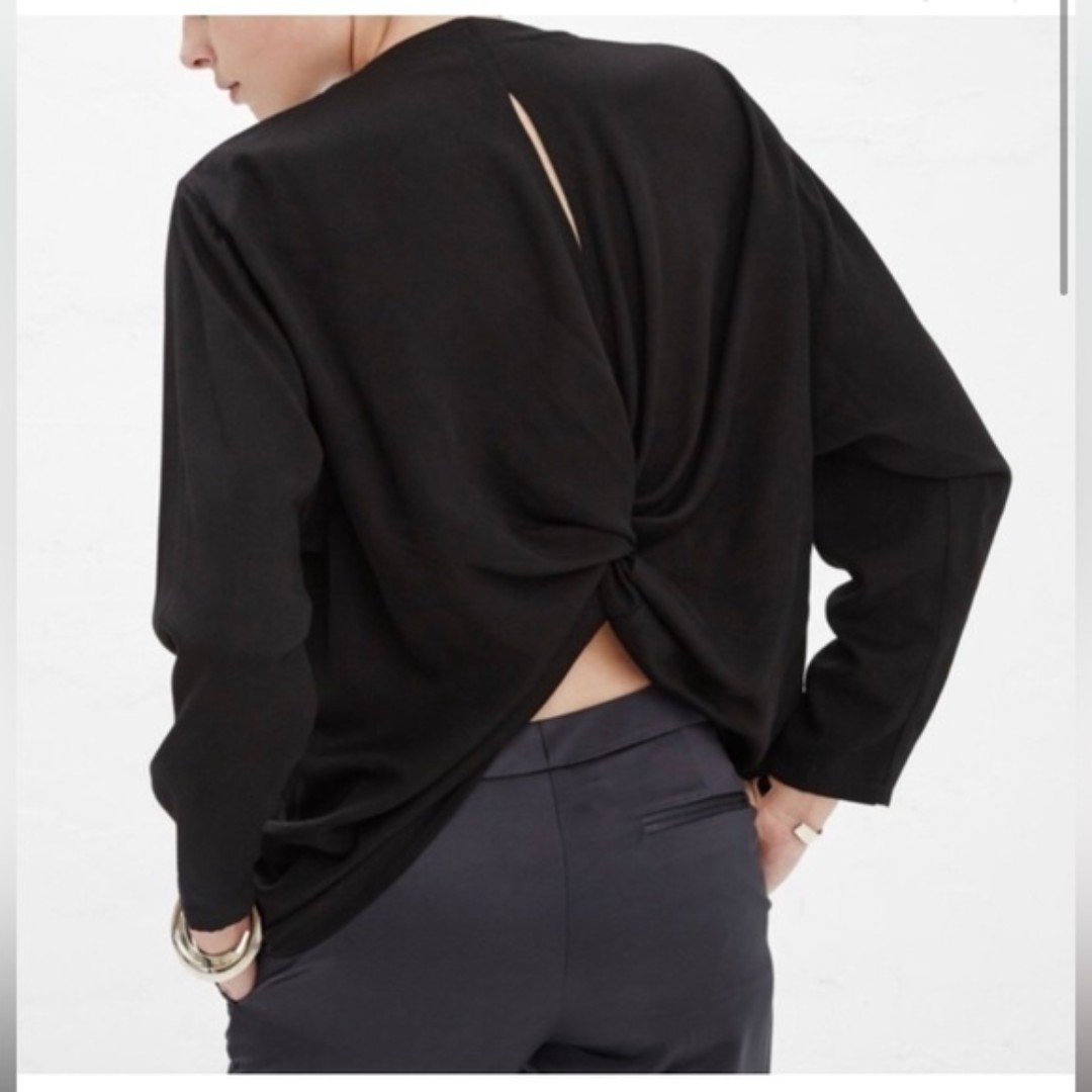 SHAINA MOTE Black Twist Back Button Down Blouse size 2