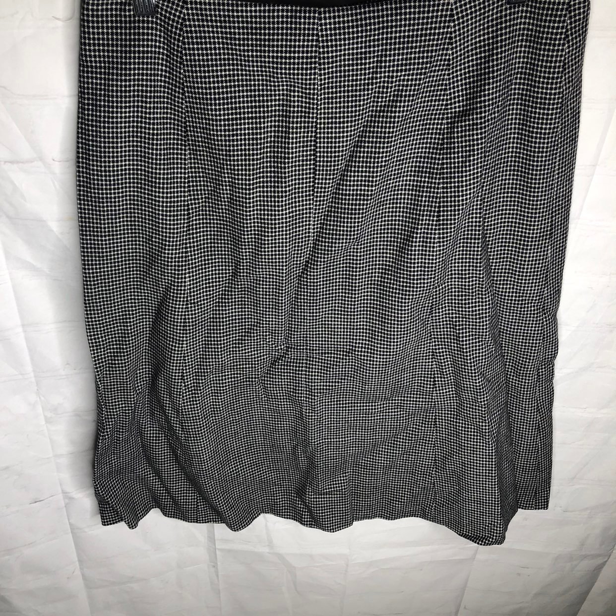 Kulson Womens A-Line Skirt Wool Blend Black White Houndstooth EU 42 US 14 290