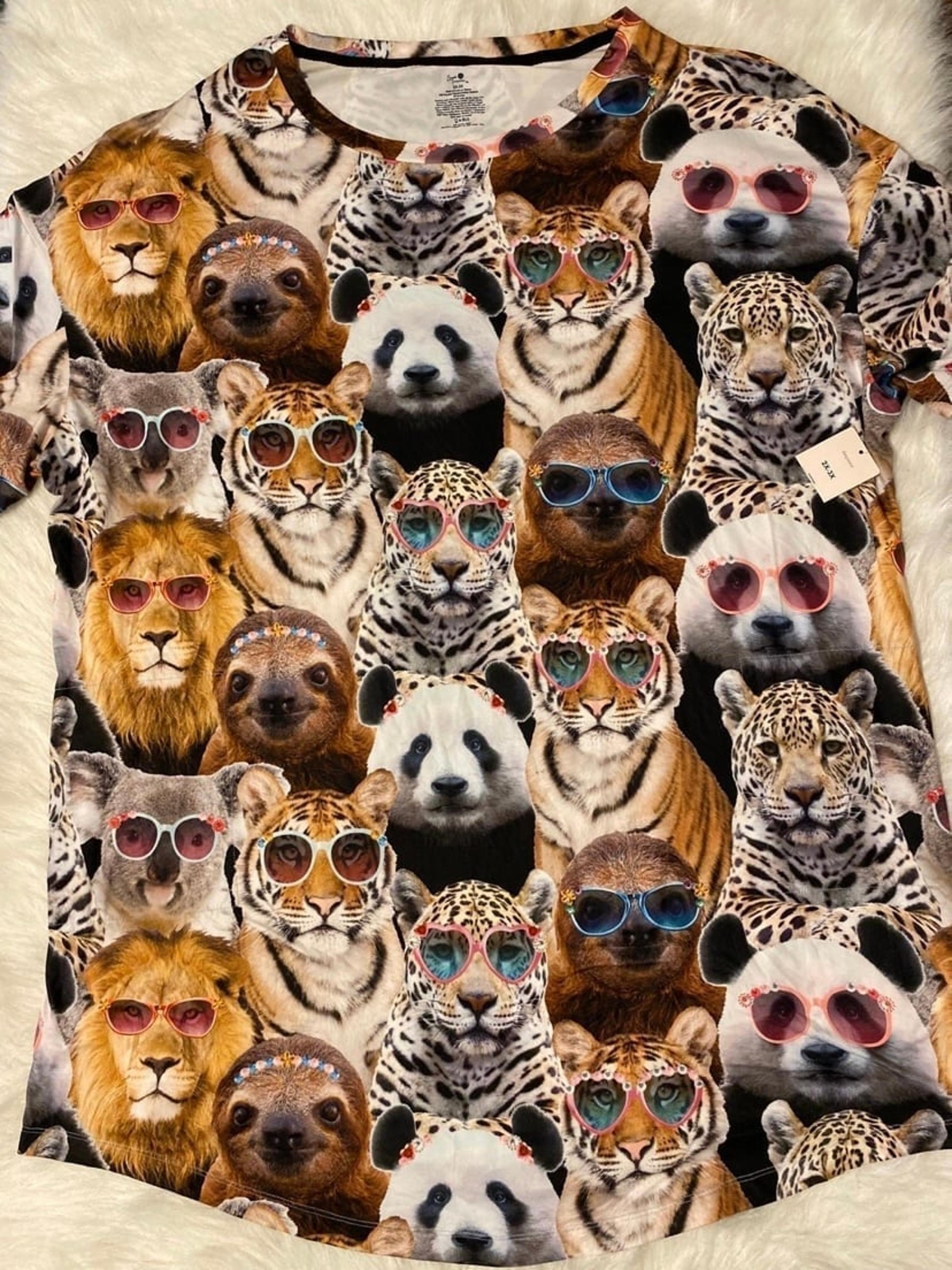 Secret Treasures Nightgown Womens Size 2X-3X Animal Faces Soft Pajamas Shirt