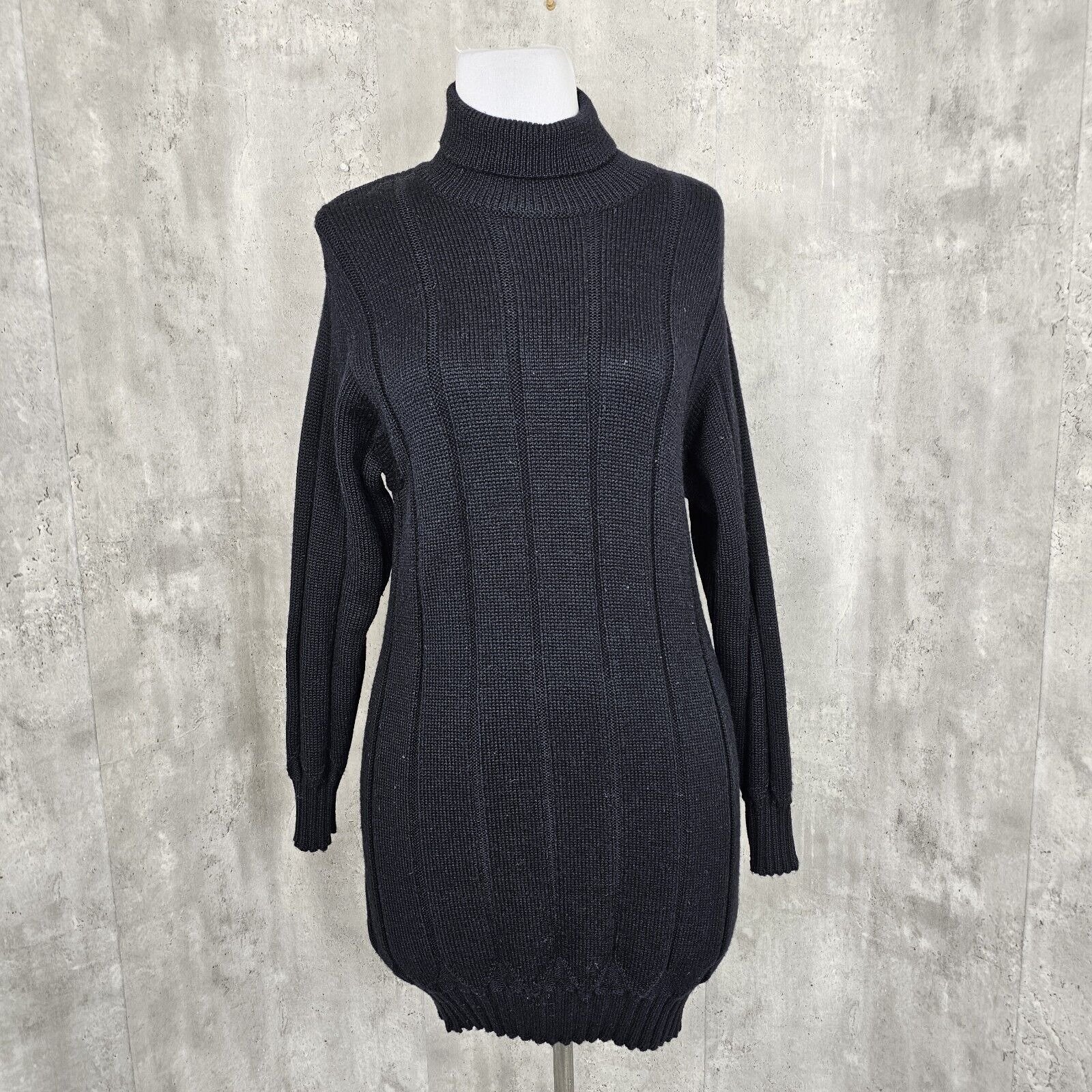 United Colors of Benetton Womens 48 US12 Black Wool Blend Italy Sweater Dress