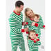 Hanna Andersson Adult Size XL Green White & Red Trim Striped Pajamas Long Johns