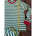 Hanna Andersson Adult Size XL Green White & Red Trim Striped Pajamas Long Johns