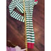 Hanna Andersson Adult Size XL Green White & Red Trim Striped Pajamas Long Johns