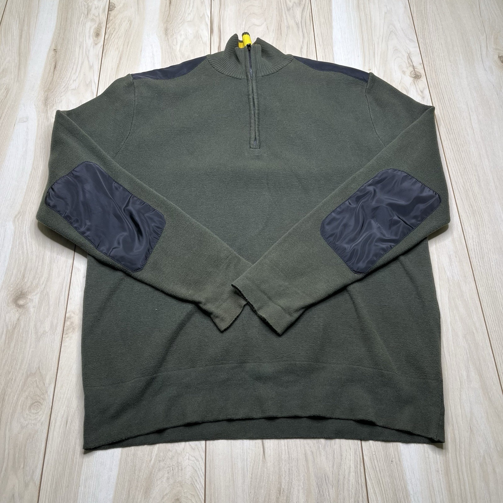 Victorinox Military Commando 1/4 Zip Sweater Cotton patches Green Men Size Large