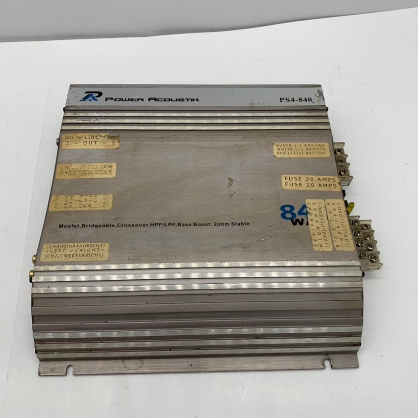 Power Acoustik Amplifier PS4-840 Bridgeable 2 Channel 840 Watt Car Amp Bass +
