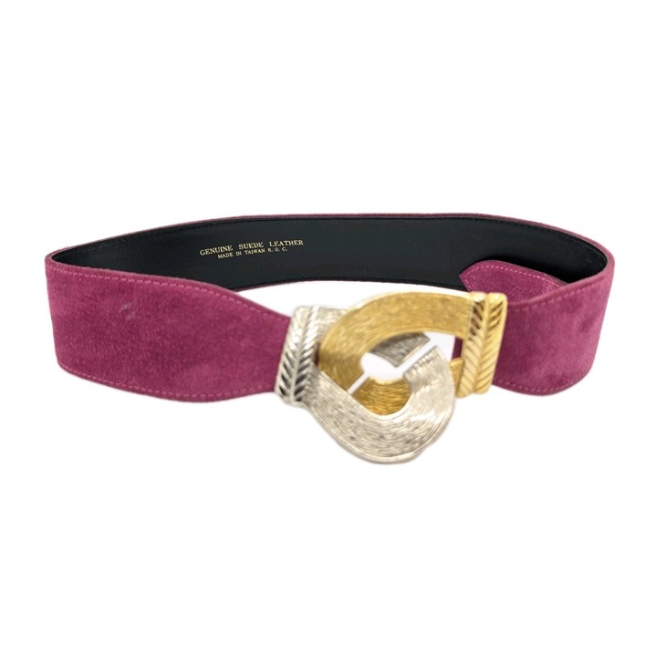 Retro Belt Suede Leather Magenta Taiwan Intertwining metal lock M-L Read